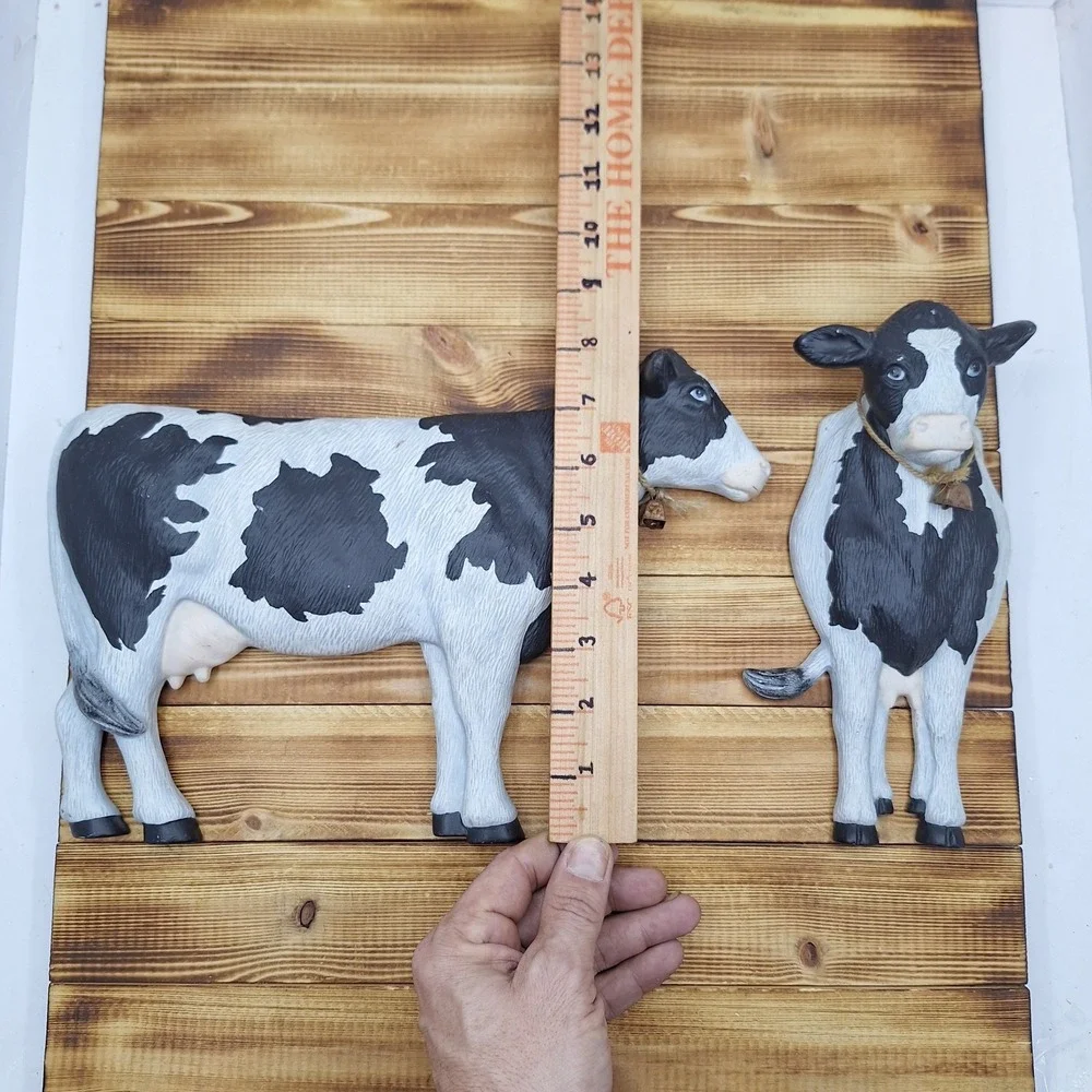 Vintage‎ Set Of 2 Black And White Cow Wall Decor Bells 3D Raised